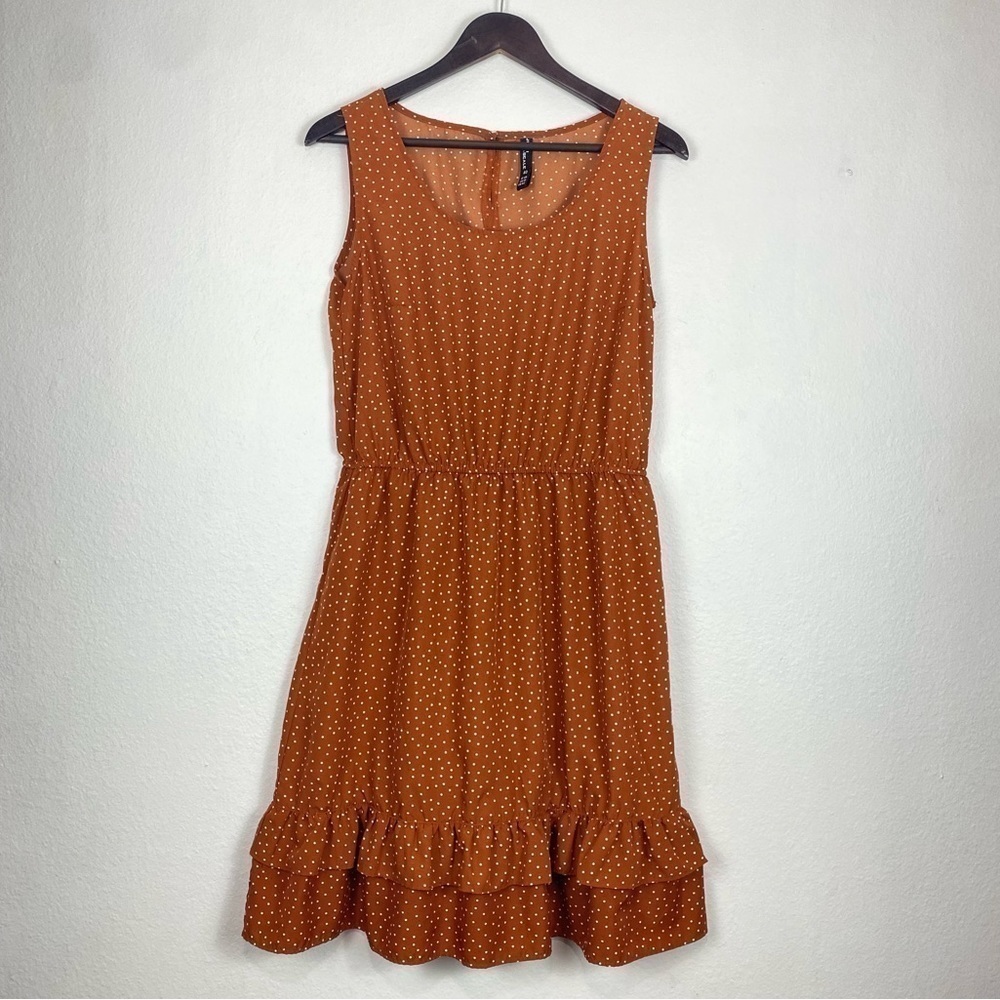 Jean Pascale Womans Soft Brown Polka Dot Sleeveless Dress Size 40 M